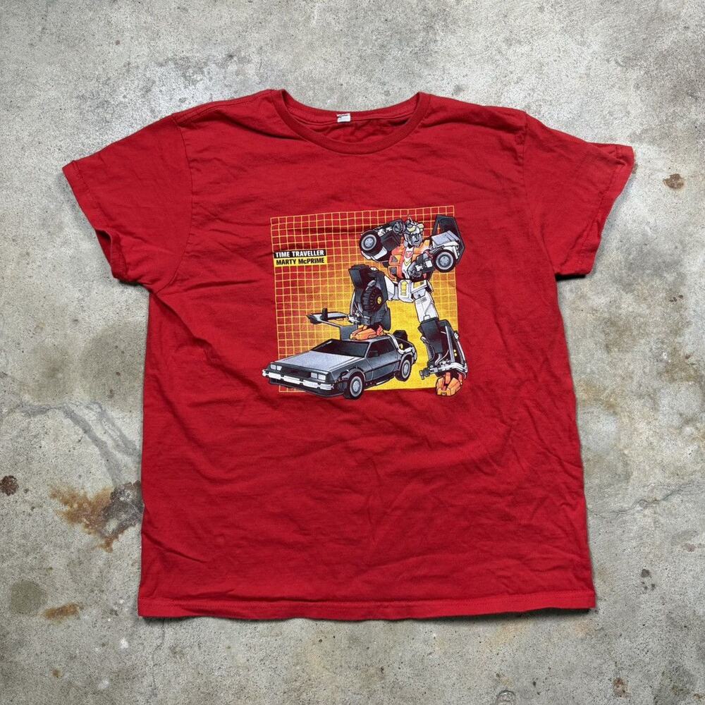 Red Transformers Back to the Future Marty McPrime Shirt Size L